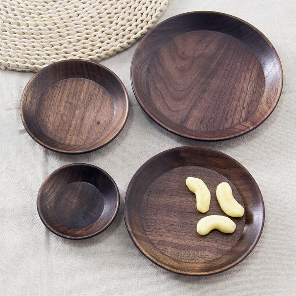 Max Round Wooden Serving Tray Dish Plate Fruit Snacks Cake Storage Trays 6 inch