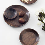 Max Round Wooden Serving Tray Dish Plate Fruit Snacks Cake Storage Trays 6 inch