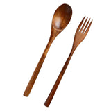 Max Long Handle Wooden Fork Spoon Chopsticks Set Type B No Kinking