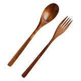 Max Long Handle Wooden Fork Spoon Chopsticks Set Type B No Kinking