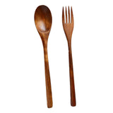 Max Long Handle Wooden Fork Spoon Chopsticks Set Type B No Kinking