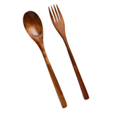 Max Long Handle Wooden Fork Spoon Chopsticks Set Type B No Kinking