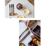 Max Long Handle Wooden Fork Spoon Chopsticks Set Type A Black Kinking