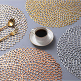 Max Non Slip Round Placemat PVC Table Mat Coaster Place Mat Silver