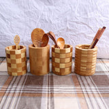 Max Natural Bamboo Kitchen Chopsticks Utensils Holder Non Slip 9.5x12cm Round B