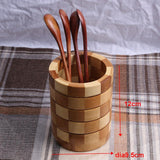 Max Natural Bamboo Kitchen Chopsticks Utensils Holder Non Slip 9.5x12cm Round B