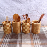 Max Natural Bamboo Kitchen Chopsticks Utensils Holder Non Slip 9.5x12cm Round B
