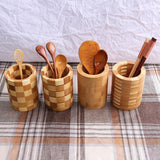 Max Natural Bamboo Kitchen Chopsticks Utensils Holder Non Slip 9.5x12cm Round B