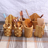 Max Natural Bamboo Kitchen Chopsticks Utensils Holder Non Slip 9.5x12cm Round B