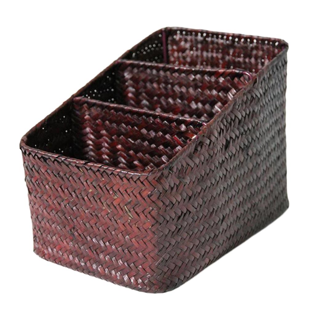 Max 3 Grids Desktop Storage Box Holder Organizer Home Office Livingroom Coffee