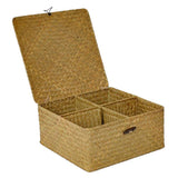 Max Rectangular Woven Basket Seagrass Decorative Storage Box Organizer yellow