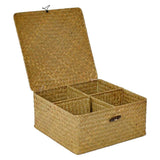 Max Rectangular Woven Basket Seagrass Decorative Storage Box Organizer yellow