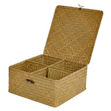 Max Rectangular Woven Basket Seagrass Decorative Storage Box Organizer yellow
