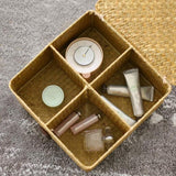 Max Rectangular Woven Basket Seagrass Decorative Storage Box Organizer yellow