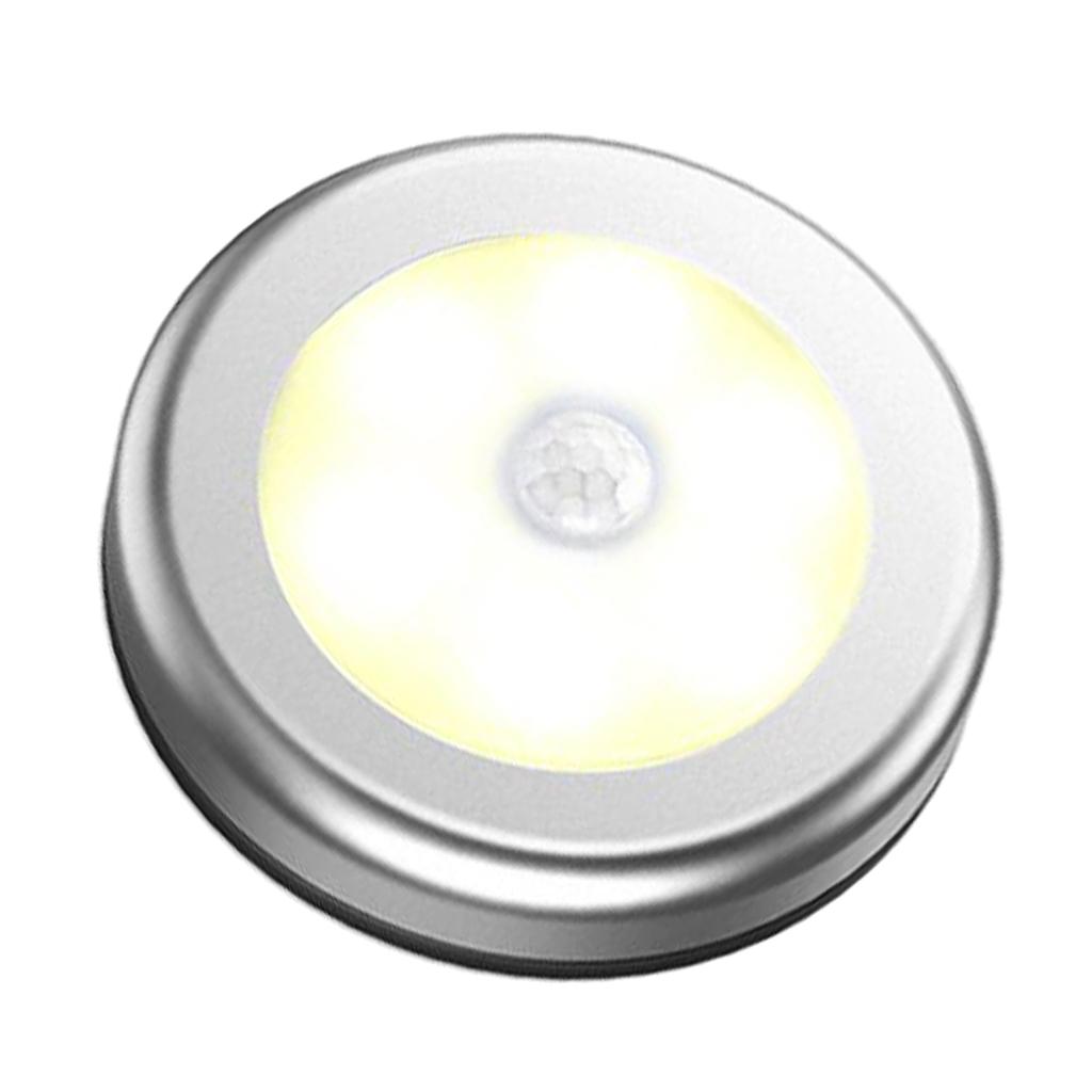 Max Auto Motion Sensor Infrared Toilet Night Light Cabinet Stair Lamp Silver Shell Warm White Light