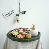 Max Colorful Wood Dried Fruit Plate Snacks Dessert Serving Tray Dark Green