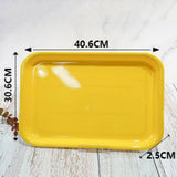 Max Melamine Hotel Serving Tray Dishes Cup Glass Cake Rectangular Tray Yellow XL
