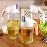 Maxbell  Auto Opening and Closing Oil Bottle Leak-proof Glass Oil Pot White-300ml