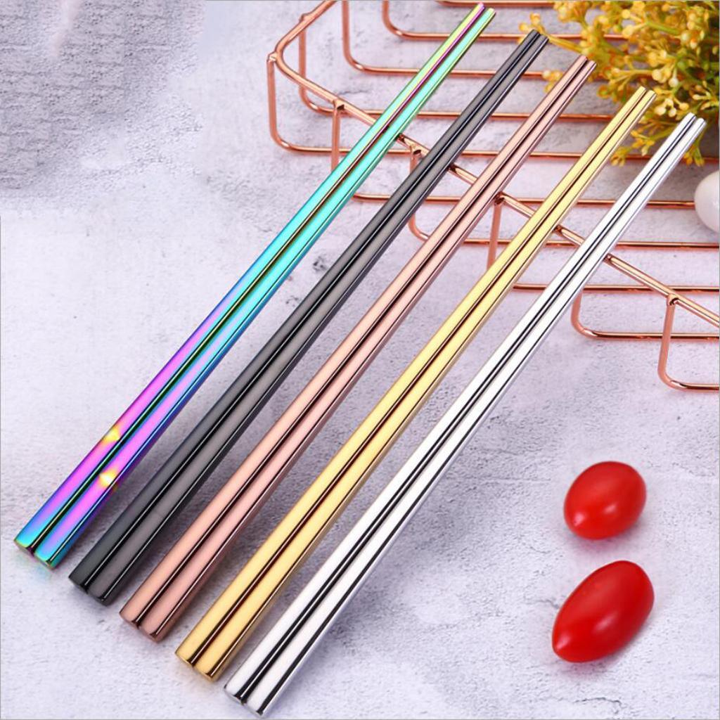 Maxbell 304 Stainless Steel Square Chopsticks Polished for Kitchen Hotel Black