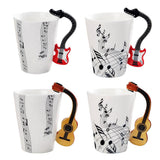 Max Musical Notes Design Ceramic Drink Tea Mug Cup Wood Guitar Freedom