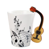 Max Musical Notes Design Ceramic Drink Tea Mug Cup Wood Guitar Freedom