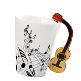 Max Musical Notes Design Ceramic Drink Tea Mug Cup Wood Guitar Freedom