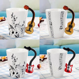 Max Musical Notes Design Ceramic Drink Tea Mug Cup Wood Guitar Freedom