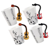 Max Musical Notes Design Ceramic Drink Tea Mug Cup Wood Guitar Freedom