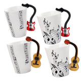 Max Musical Notes Design Ceramic Drink Tea Mug Cup Wood Guitar Freedom
