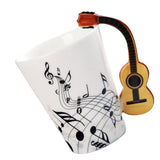 Max Musical Notes Design Ceramic Drink Tea Mug Cup Wood Guitar Freedom