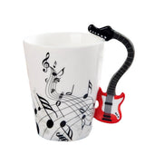Max Musical Notes Design Ceramic Drink Tea Mug Cup Electric Guitar Red Freedom
