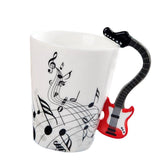 Max Musical Notes Design Ceramic Drink Tea Mug Cup Electric Guitar Red Freedom