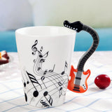 Max Musical Notes Design Ceramic Drink Tea Mug Cup Electric Guitar Red Freedom