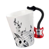 Max Musical Notes Design Ceramic Drink Tea Mug Cup Electric Guitar Red Freedom