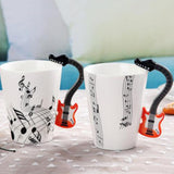 Max Musical Guitar Mug Drink Tea Milk Coffee Mug Ceramic Cup Orange Five Line