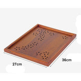 Max Hollow Cherry Wood Tray Wooden Plate Home Tea Cup Tea Tray 36X27X2cm