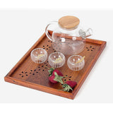 Max Hollow Cherry Wood Tray Wooden Plate Home Tea Cup Tea Tray 36X27X2cm