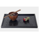 Max Hollow Cherry Wood Tray Wooden Plate Home Tea Cup Tea Tray 36X27X2cm Black