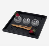 Max Hollow Cherry Wood Tray Wooden Plate Home Tea Cup Tea Tray 36X27X2cm Black