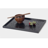 Max Hollow Cherry Wood Tray Wooden Plate Home Tea Cup Tea Tray 36X27X2cm Black