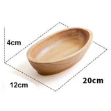 Max Wooden Salad Bowl Wavy Serving Bowl Mixing Bowl for Dessert Fruit 20X12X4cm