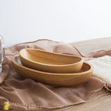 Max Wooden Salad Bowl Wavy Serving Bowl Mixing Bowl for Dessert Fruit 20X12X4cm