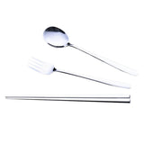 Max Stainless Steel Portable Tableware Chopsticks Fork Spoon Set Silver