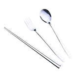 Max Stainless Steel Portable Tableware Chopsticks Fork Spoon Set Silver