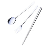 Max Stainless Steel Portable Tableware Chopsticks Fork Spoon Set Silver