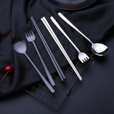 Max Stainless Steel Portable Tableware Chopsticks Fork Spoon Set Silver