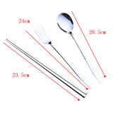 Max Stainless Steel Portable Tableware Chopsticks Fork Spoon Set Silver