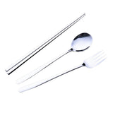 Max Stainless Steel Portable Tableware Chopsticks Fork Spoon Set Silver