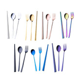 Max Stainless Steel Portable Tableware Chopsticks Fork Spoon Set Silver