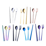 Max Stainless Steel Portable Tableware Chopsticks Fork Spoon Set Silver